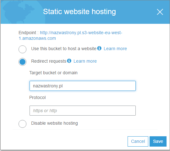 pojemnik przekierowanie