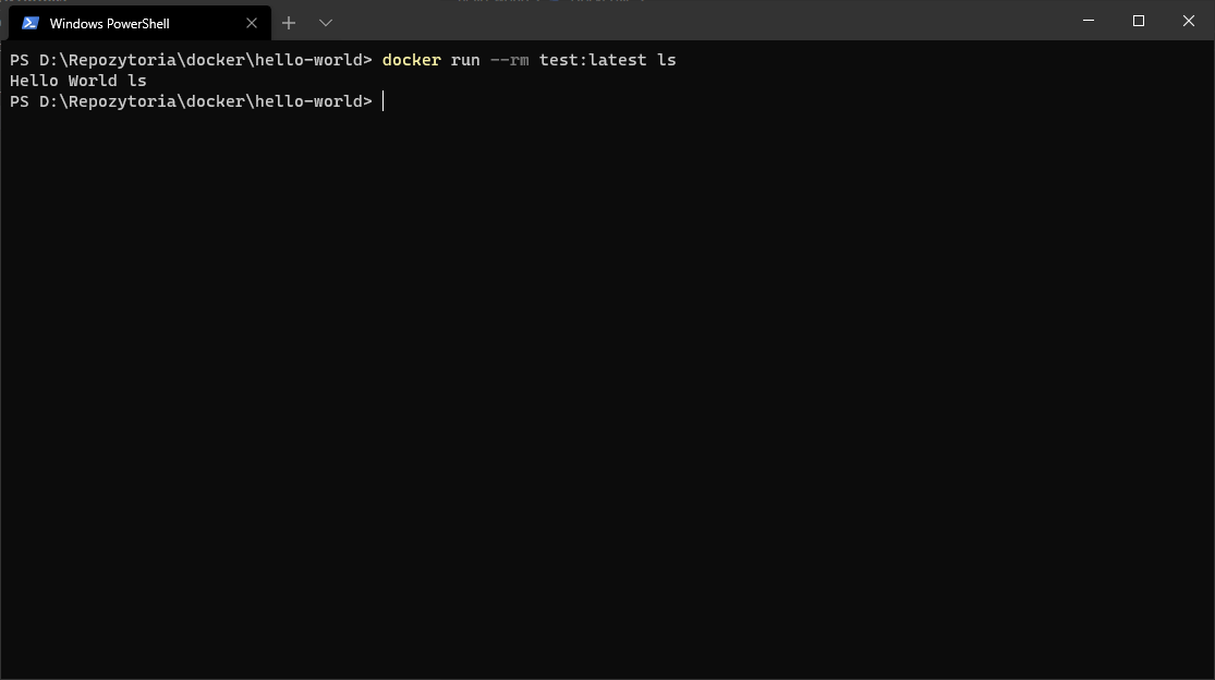wynik uruchomienia obrazu entrypoint z poleceniem ls