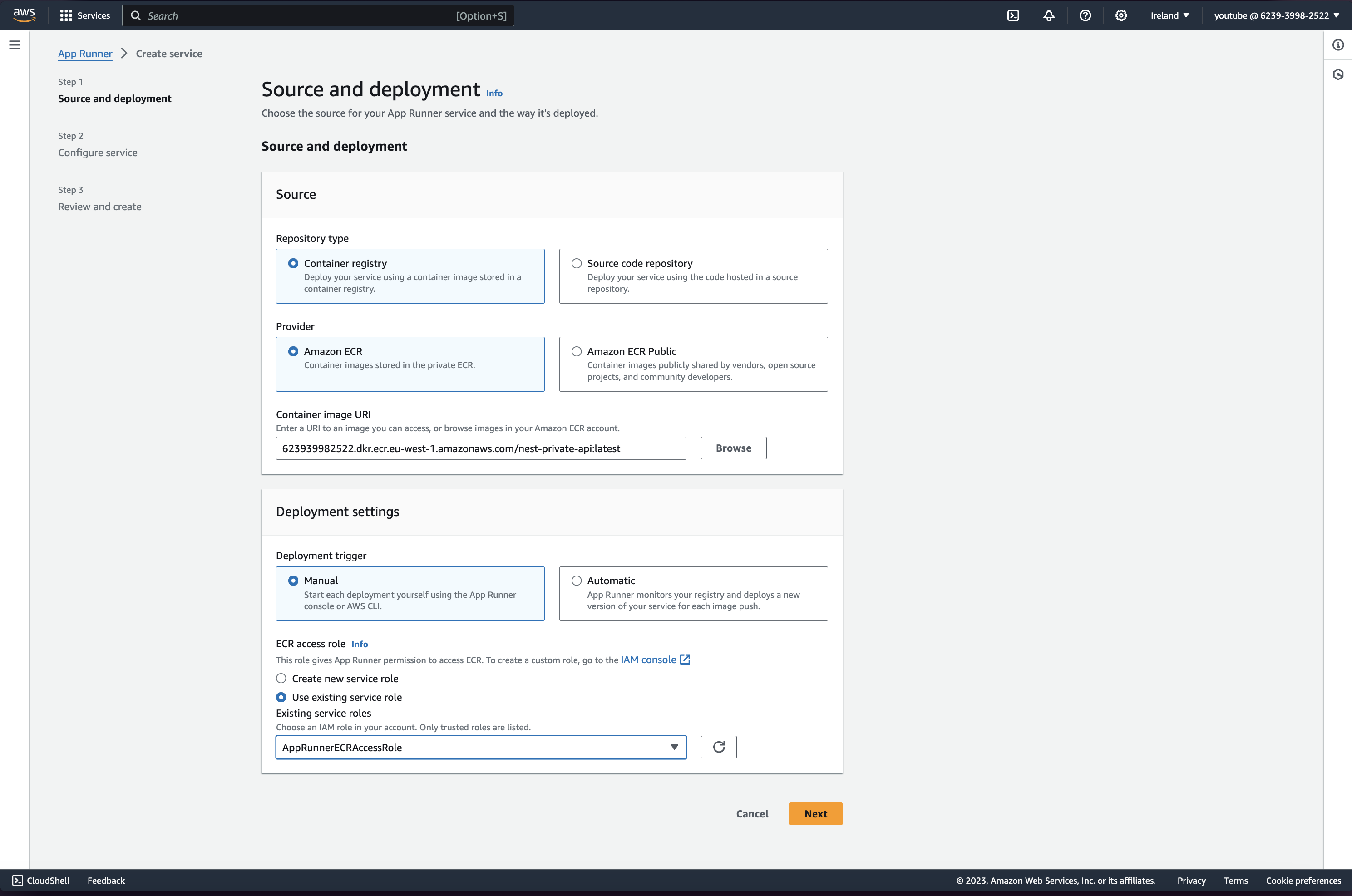 Konfiguracja App Runner part 1