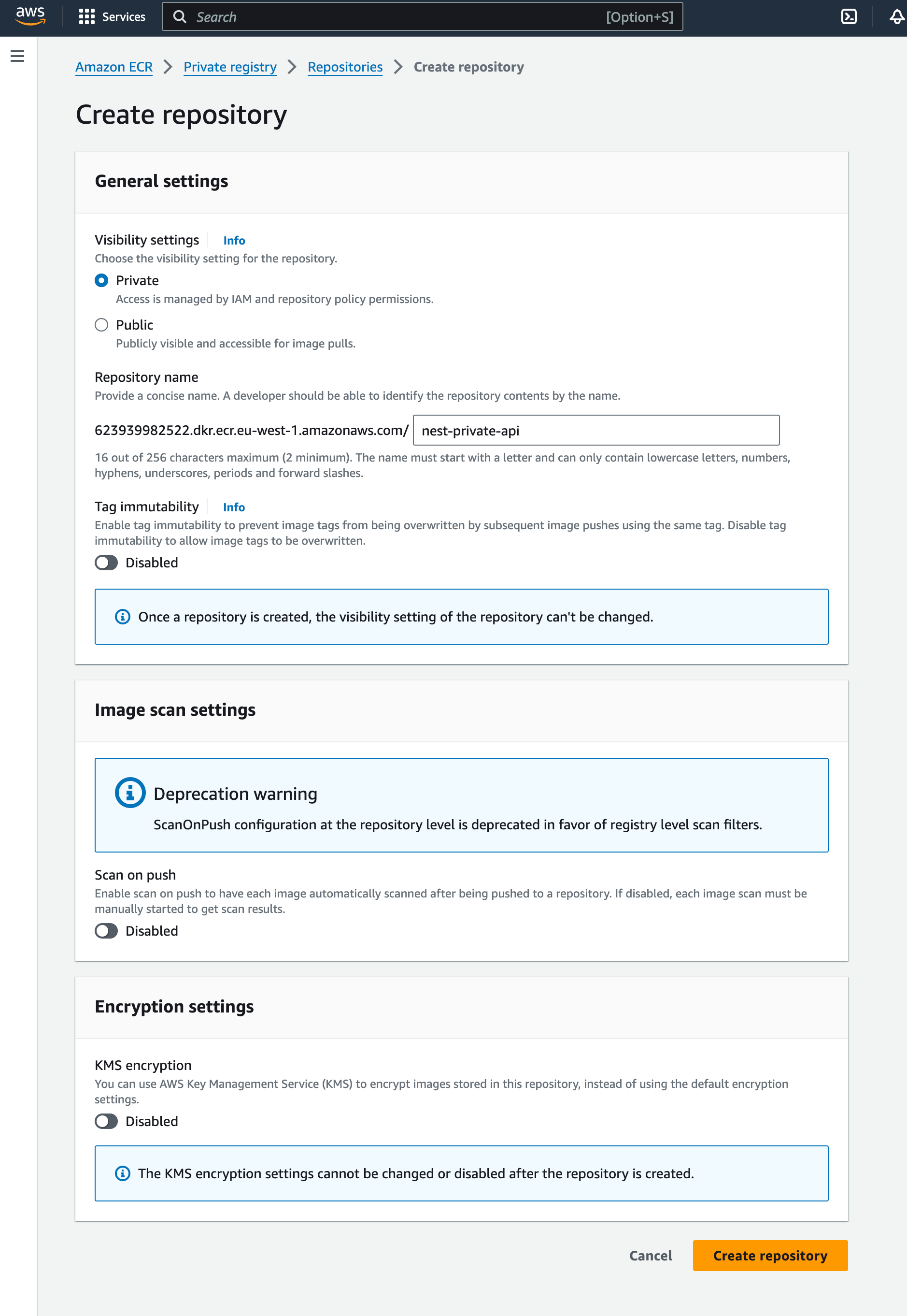Konfiguracja Amazon ECR